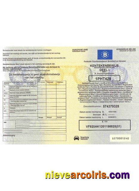 Belgium vehicle registration certificate version 2